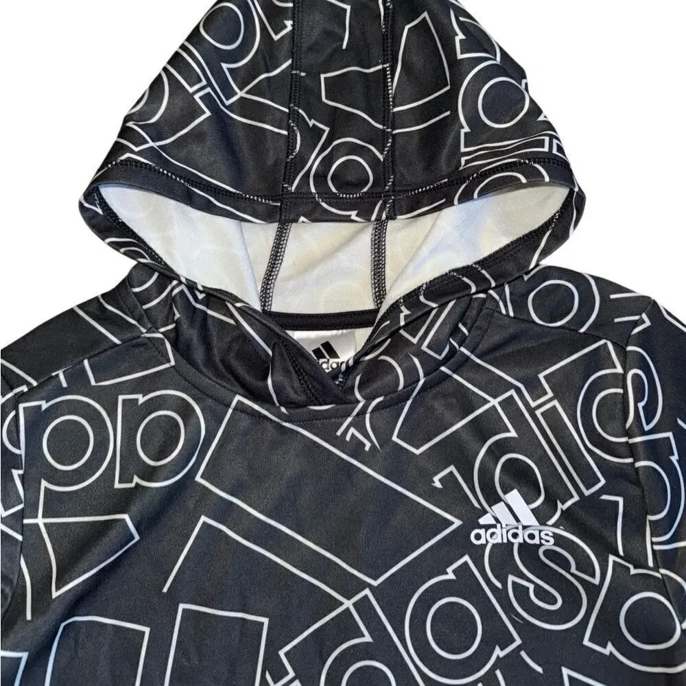 adidas Boys Outline Badge of Sport Hooded Tee - Size Small (8)